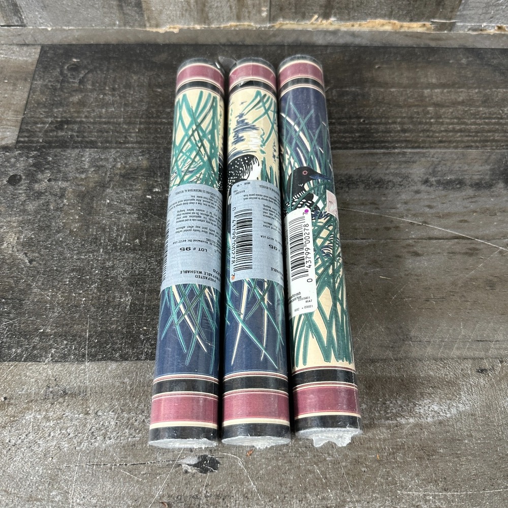 3 VTG Borden Inc Wallpaper Border WB278 ~ LOONS ~ 9" x 15' Each Roll